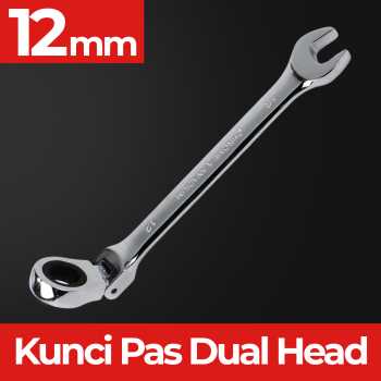 GS7i Oloey Kunci Pas Dual Head Combination Ratchet Wrench Flexible Head 12mm Cl6-24 Silver Ori-YA