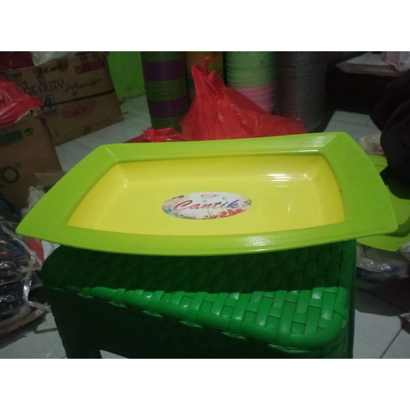 piring cantik segi panjang 32cm & lebar 23cm warna hanya hijau