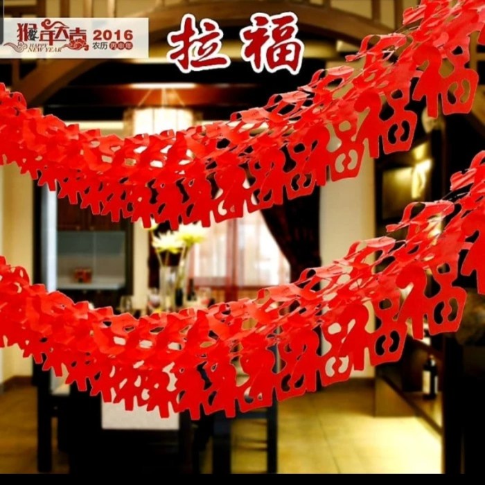 Garland Gong Xi Fa Cai Wan Shi Ru Yi Dekorasi Imlek Lampion Murah Ornamen Imlek Garland Banner Merah Harga Grosir Termurah