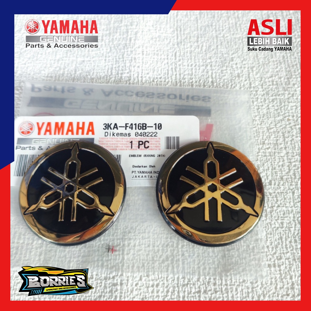 Emblem Logo Garpu Tala Tangki Yamaha RX King SE Special Edition Gold 2003 Original YGP 3KA-F416B-10