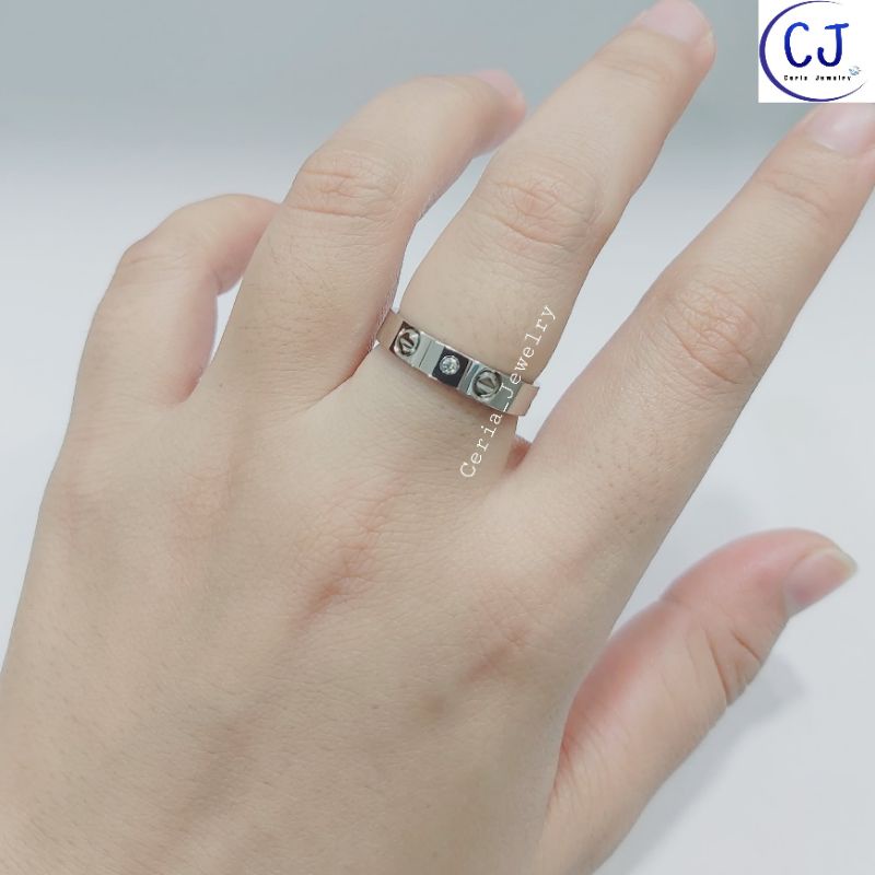 CINCIN CARTIR PERAK SILVER ASLI 925 LAPIS EMAS PUTIH MODEL CARTIR _ PERHIASAN PRIA WANITA_ PERHIASAN