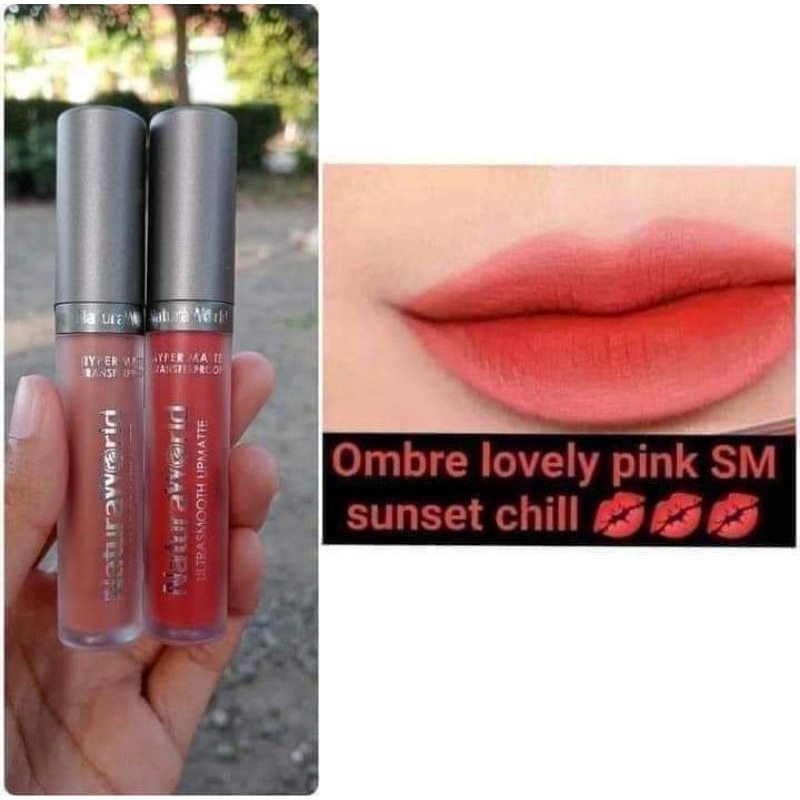 LIPMATTE NATURAWORLD | LIPSTIK NATURA WORLD | OMBRE LOVELY PINK SAMA SUNSET CHILL ORIGINAL