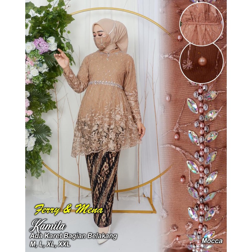 Setelan kebaya tunik kamila | Kebaya brukat payet | Kebaya Favorite Baju outfit wisuda pernikahan lamaran Size M L XL XXL