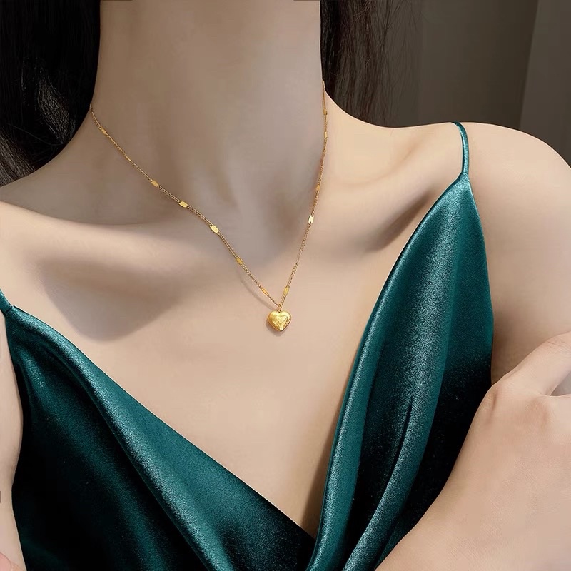 kalung titanium asli gaya terbaru motif hati cantik ala korea terlaris termurah cantik lucu kerenu