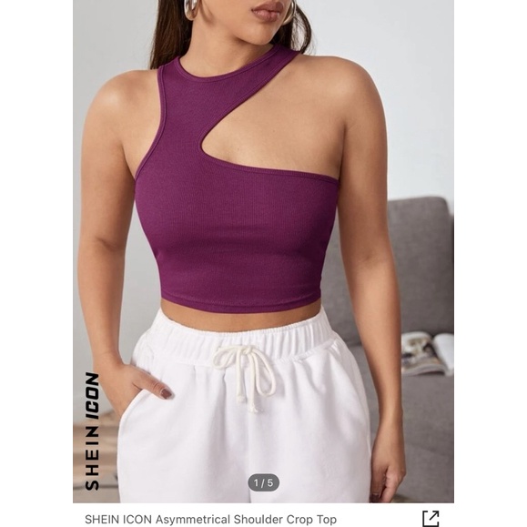 SHEIN ASYMMETRICAL SHOULDER TOP