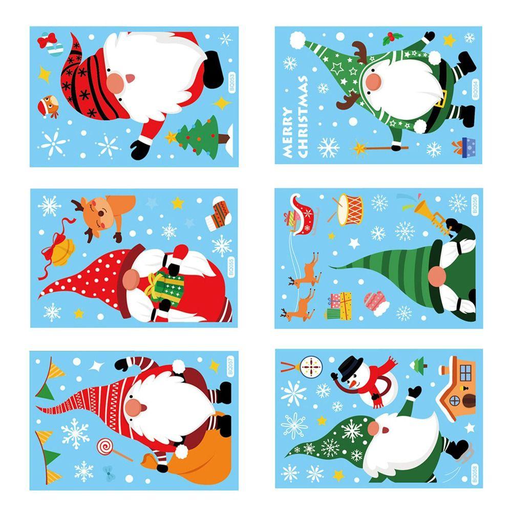 Preva 6lembar Merry Christmas Stiker Jendela Poster Dekorasi Sticker Self Adhesive Santa Claus