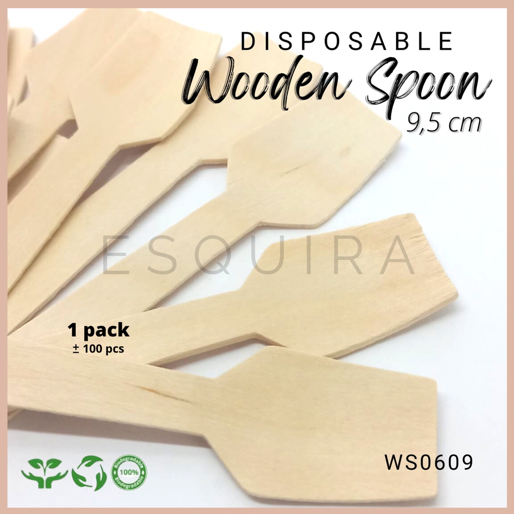 Wooden Spoon / Sendok Ice Cream / Sendok Dessert 9,5 Cm / 100 Pcs /  WS0609