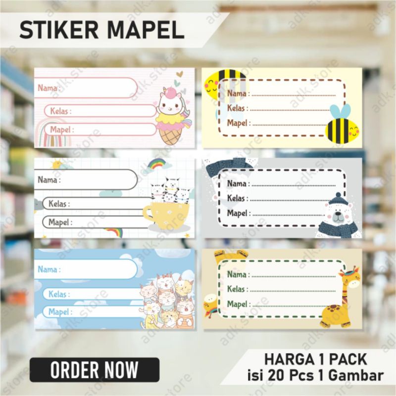 

[1 PACK] STIKER MAPEL | STIKER NAMA BUKU