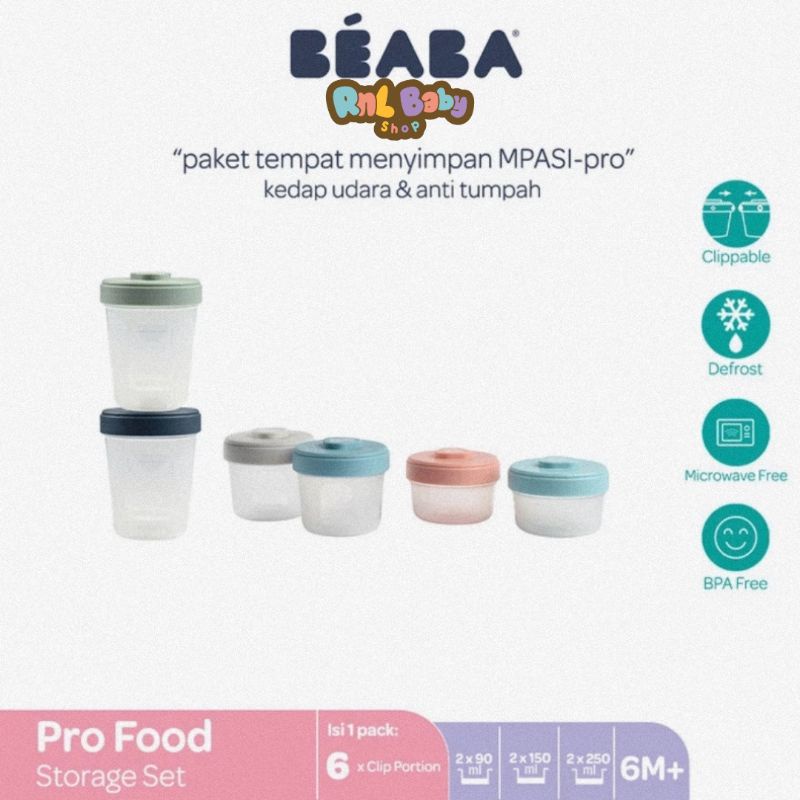 Beaba Pro Food Storage Set Of 6 - Wadah Makanan Bayi Isi 6 Pcs