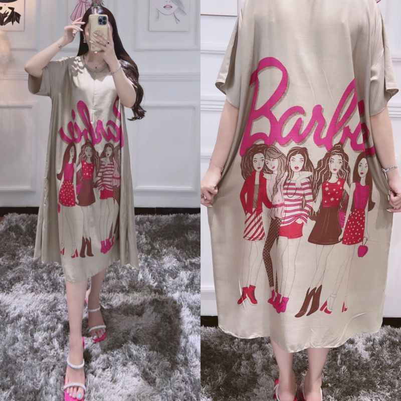 DRESS VIRAL KEKINIAN BARBIE KOREA STYLE HOMEDRESS KARAKTER RAYON JUMBO DASTER SOFIA TERBARU JUMBO