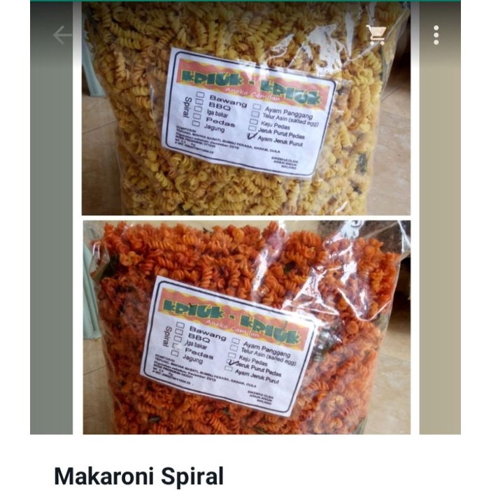 

makaroni spiral ada 2 rasa kemasan 250gr