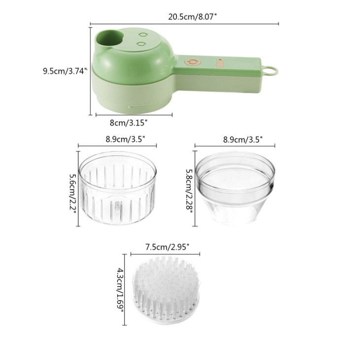 { OMG } Blender Sayur 4 in 1Model Genggam  / Set Alat Pemotong Sayuran Tanpa Kabel pengiris penggiling  bawang