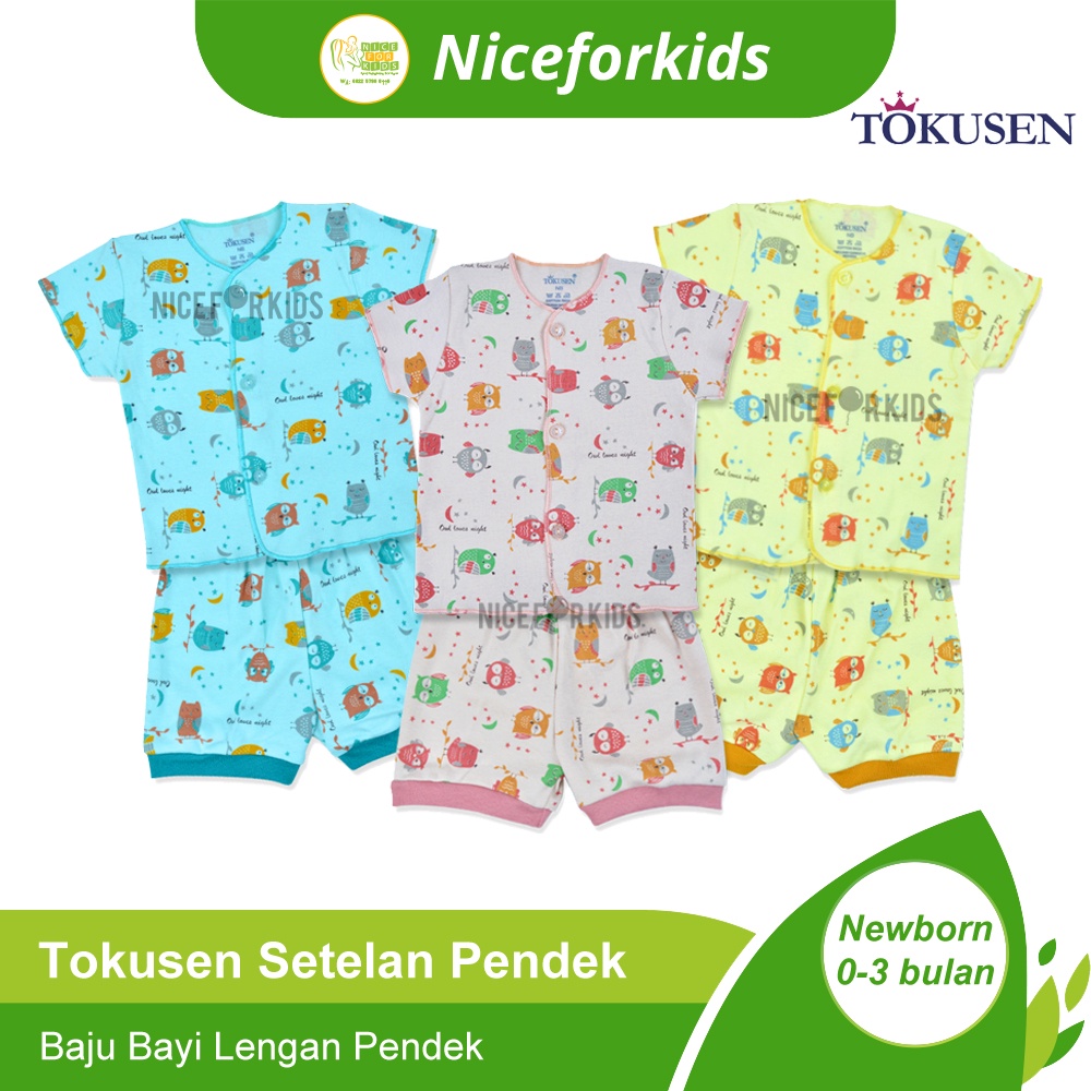 Tokusen Setelan Baju Bayi Lengan Pendek Newborn / Calmet Setelan Baju Bayi Lengan Pendek / Piyama Bayi