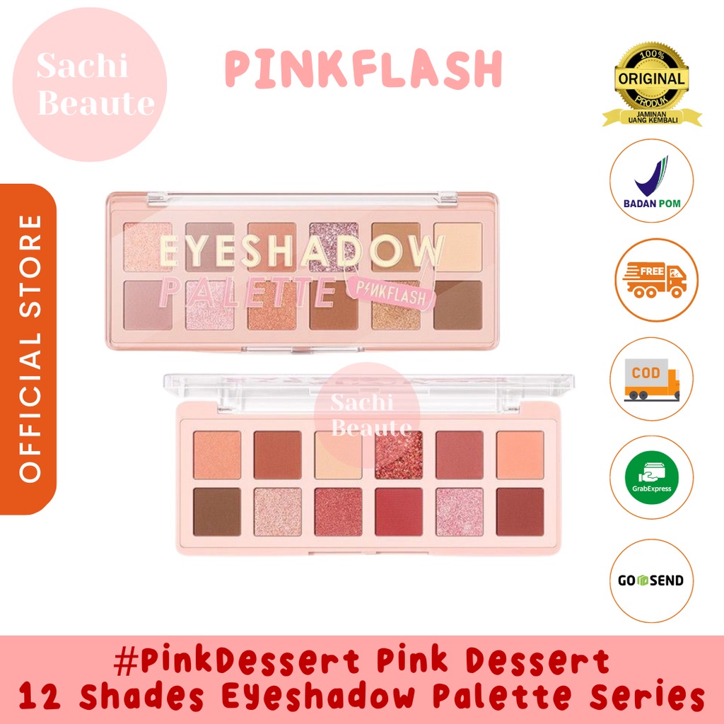 PINKFLASH PinkDessert 12 Shades Eyeshadow Palette Kosmetik Alis High Pigment And Smooth Powder Long Lasting Kombinasi Warna Sempurna