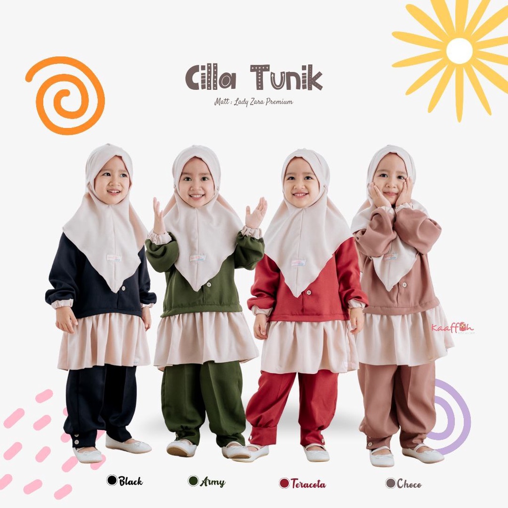 KAAFFAH ONE SET BAHAN LADY ZARA ADEM PREMIUM QUALITY TUNIK ANAK CILLA SERIE