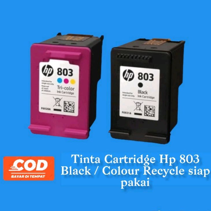 Tinta Hp 803 Black/Colour Recycle siap pakai