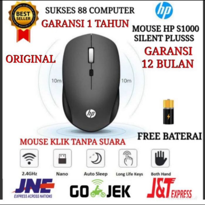 Mouse Wireless HP S1000 SILENT PLUS wireles mirip Logitech m170 Hp S1000 SILENT T0T1 USB Kabel Promo