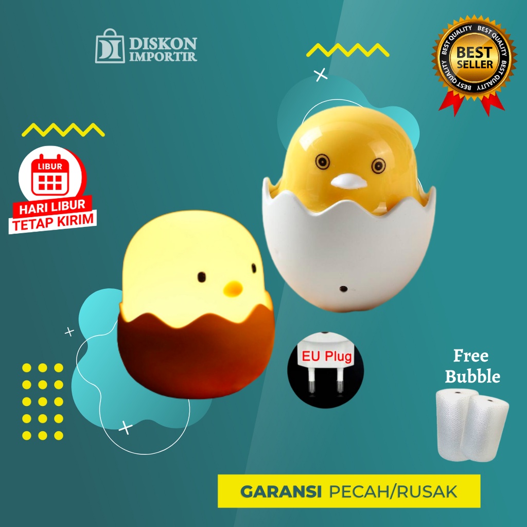 Lampu tidur led tumblr unik sensor deteksi cahaya karakter chicken ayam bisa COD
