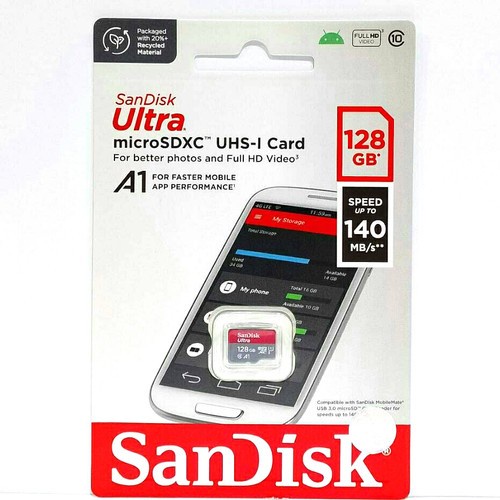 Micro SD Sandisk Ultra 128GB 100Mbps A1 MicroSDXC Original Merah Abu