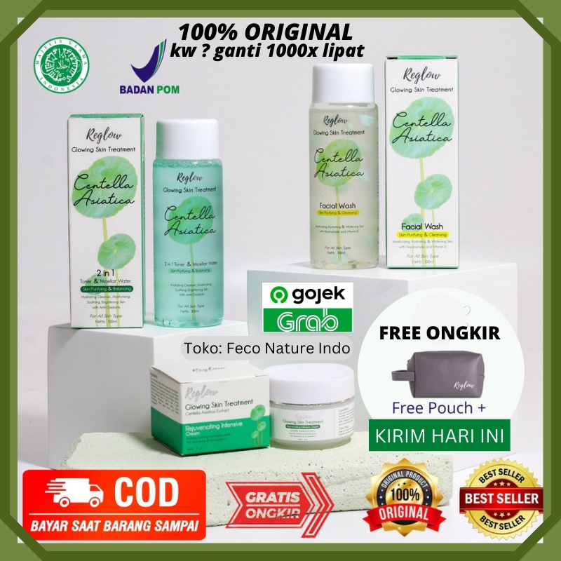 REGLOW SKINCARE ORIGINAL Rejuvenating Intensive Cream Facial Wash Toner Micellar Water Paket Lengkap