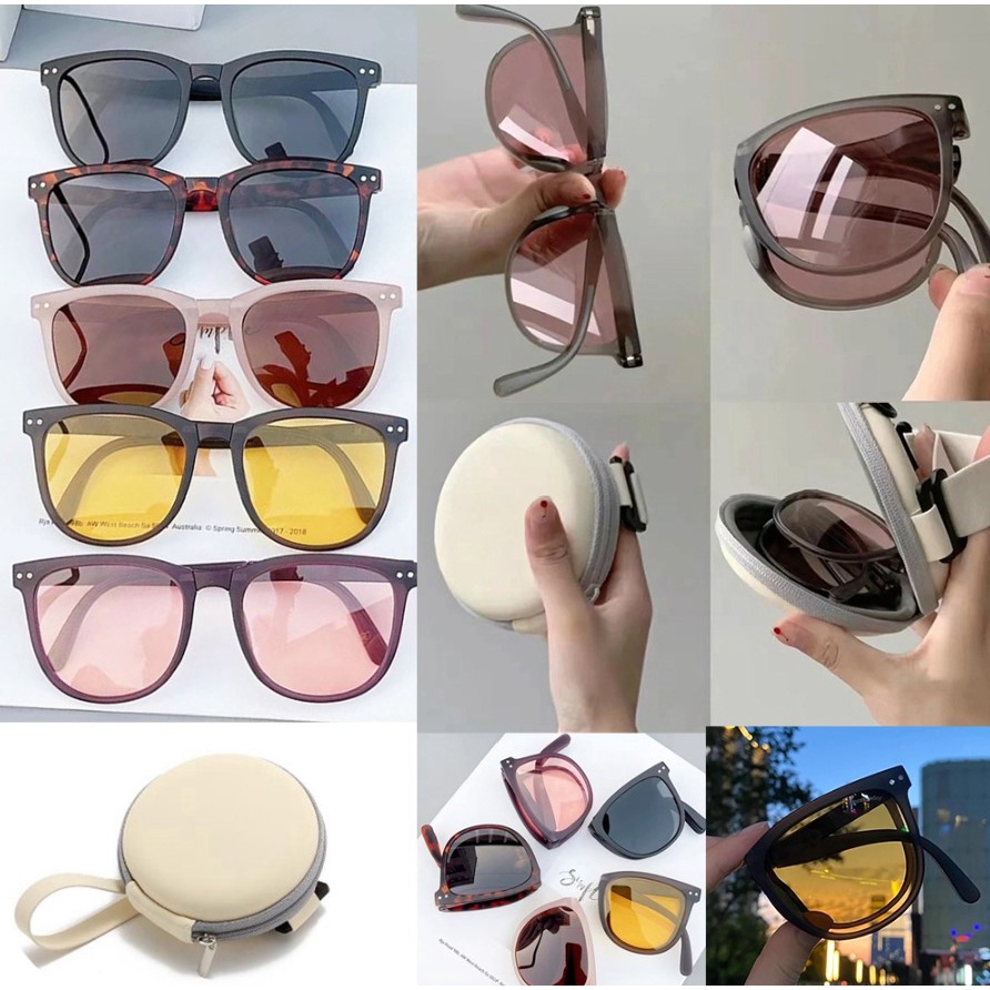 BAJ Kacamata Hitam Wanita Lipat Korea Fashion KacaMata Gaya Pantai Terbaru Bisa di LIPAT Sunglasses Anti-UV 400 Wanita Pria Import Kacamata Murah KC042