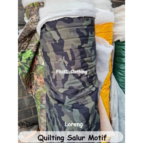 Bahan Kain Quilting Motif Quilting Padding Corak Quilting Salur Parasut Motif Dakron Quilting Loreng