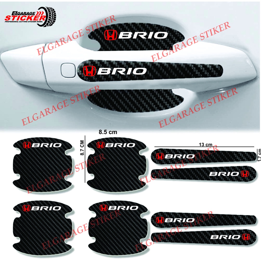 8pcs stiker carbon handle pintu mobil honda brio stiker pelindung gagang pintu mobil dari goresan