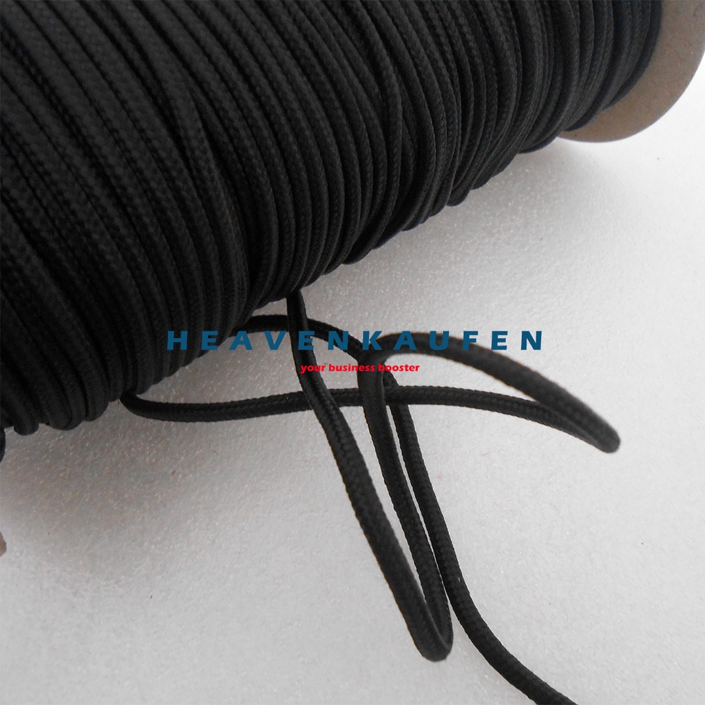 Tali Kur Padat isi Diameter 3 mm Warna Hitam Untuk DIY Craft Tali Gelang Dll Meteran