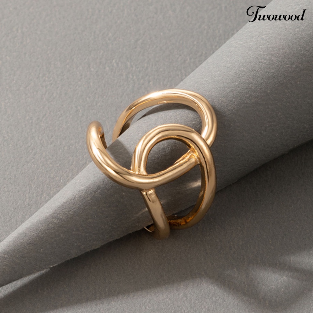 Cincin Bahan Alloy Model Hollow Geometris Gaya Punk Untuk Kencan