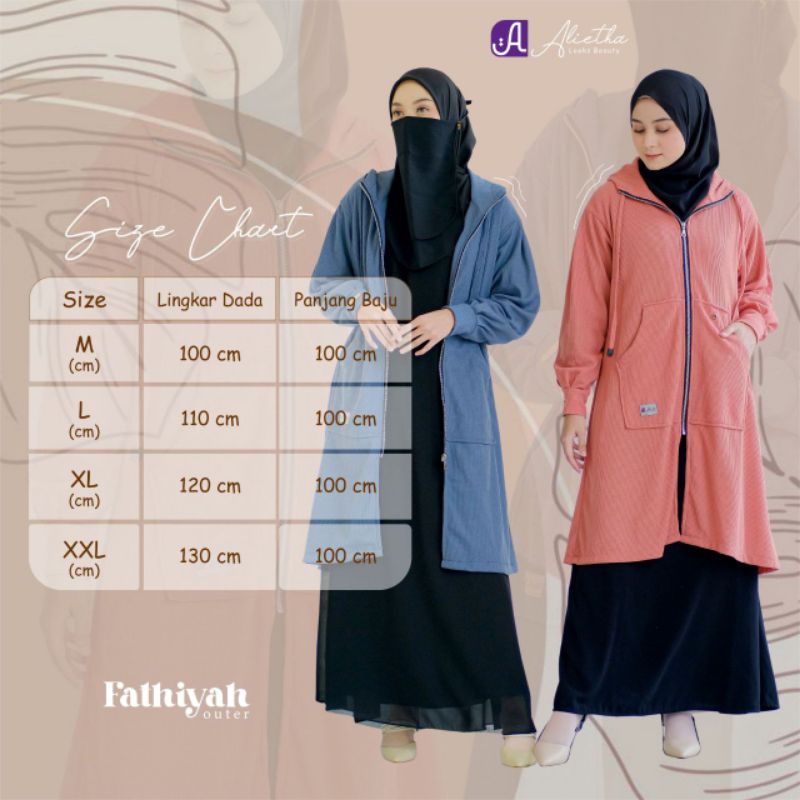 OUTER WANITA MUSLIMAH PANJANG MODEL TERBARU FATHIYAH By ALIETHA