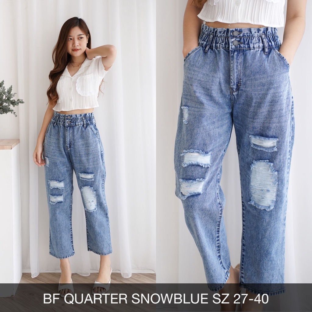 CELANA JEANS WANITA BF QUARTER SNOWBLUE-SYSCLOTHIER