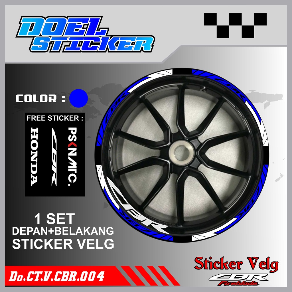 Stiker Cutting Velg CBR 150 Racing Lis List Variasi Custom Set Depan Belakang Doel 004