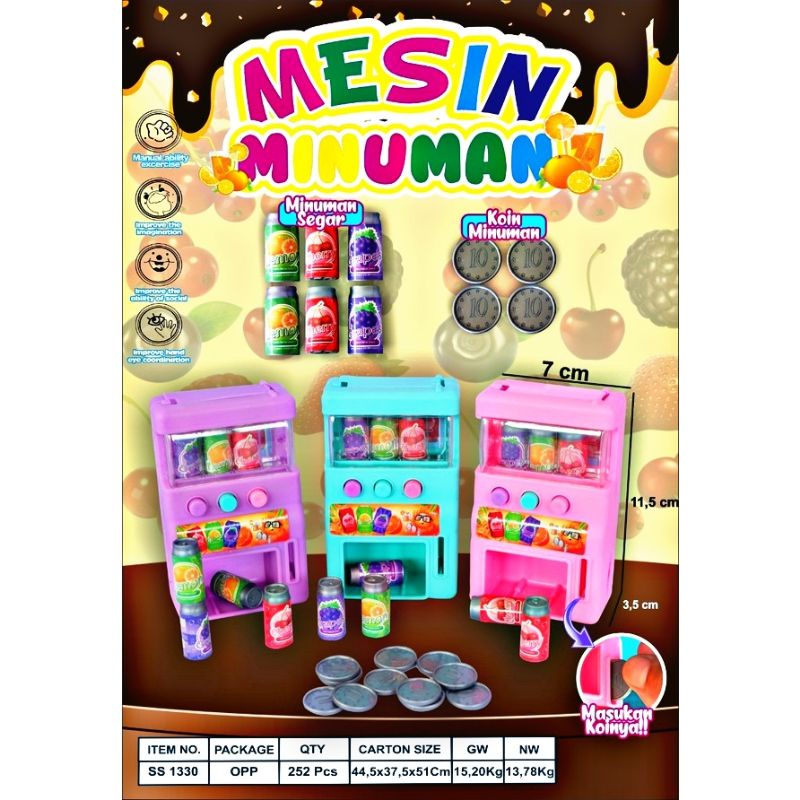 SS 1330 MAINAN ANAK EDUKASI MESIN MINUMAN MINI SUPER LUCU SUDAH INCLUDE KOIN DAN BOTL MINUMAN