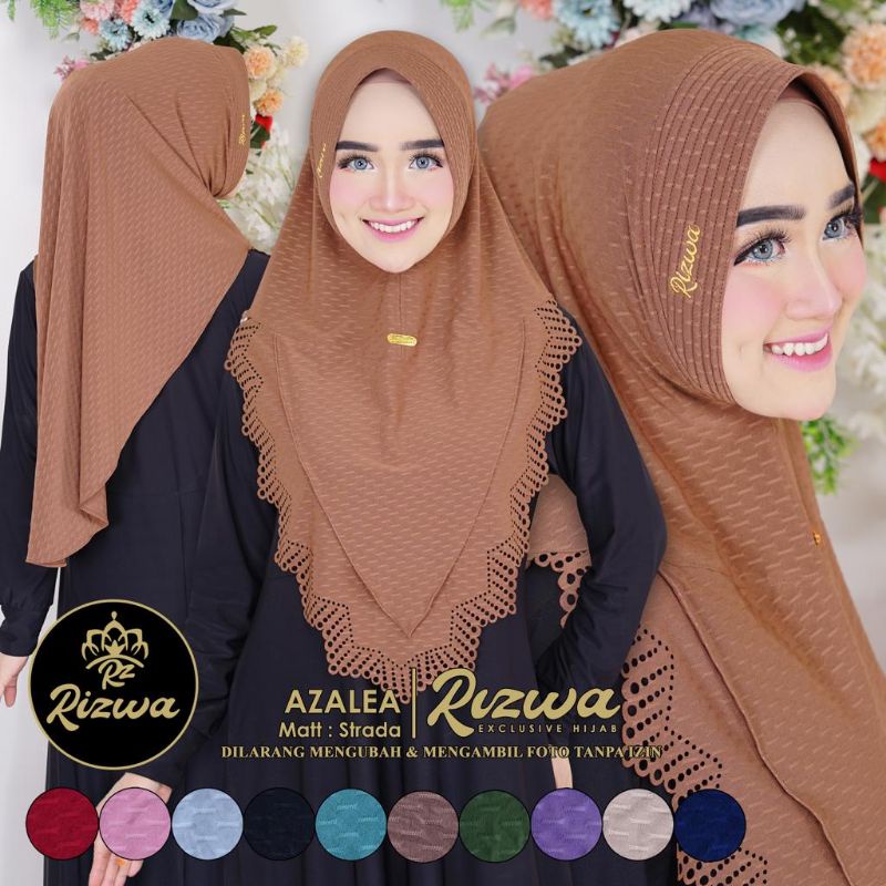 ( Rizwa Hijab ) AZALEA •jilbab instan pet tripel motif•hijab instan motif strada