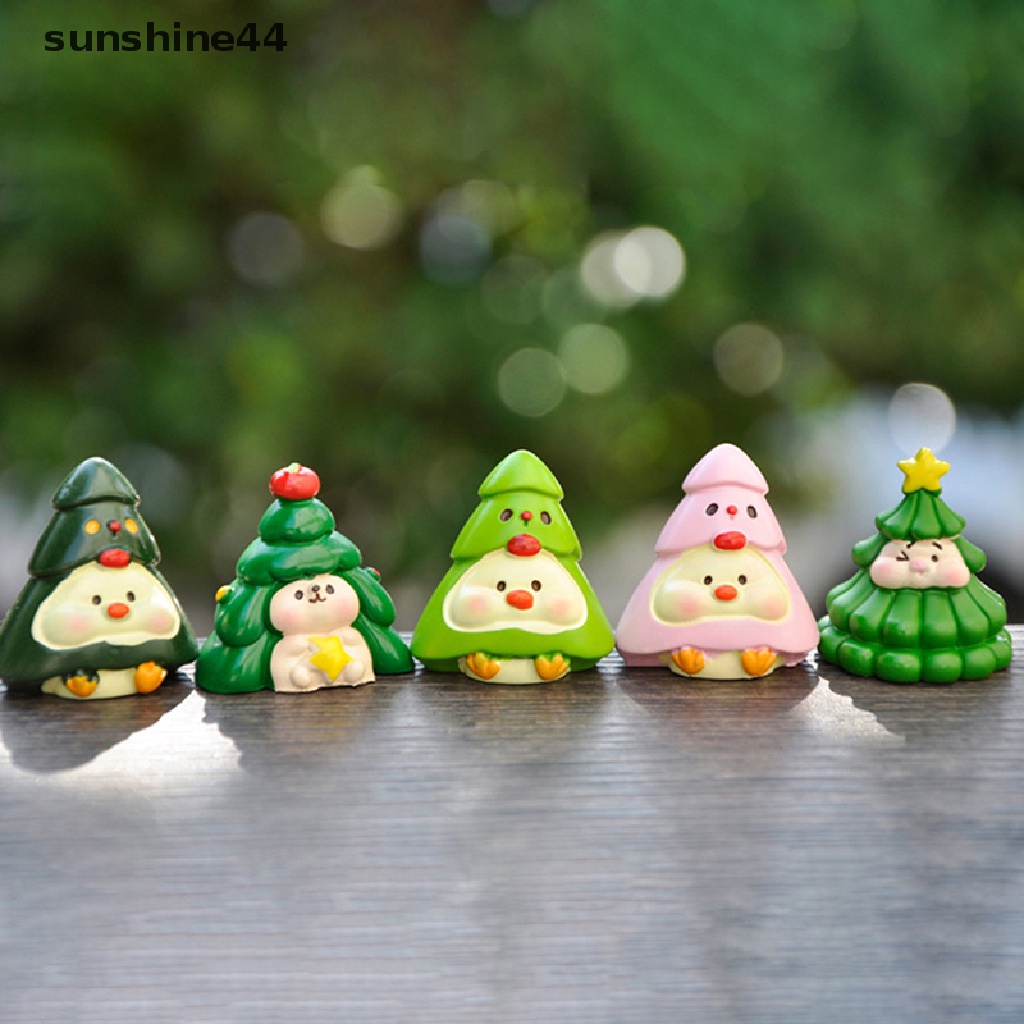 Sunshine 1Pc Miniatur Santa Claus / Rusa Natal Bahan Resin Untuk Dekorasi Taman