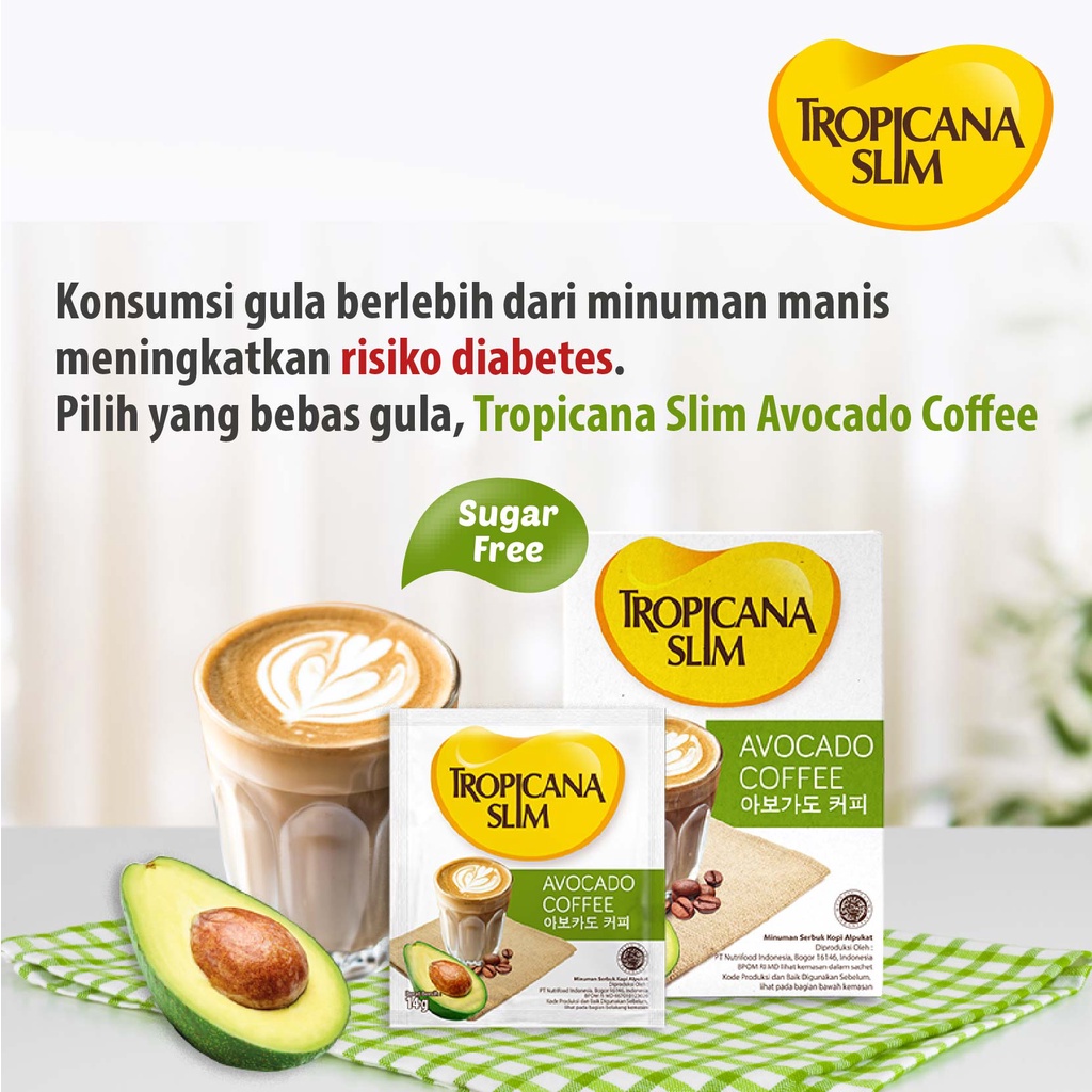 TROPICANA SLIM Minuman Bebas Gula - Sachet - Cafe Latte / Avocado Coffee / White Coffee / Mint Cocoa / Sweet Orange - Kopi Susu / Cokelat / Minuman Jeruk