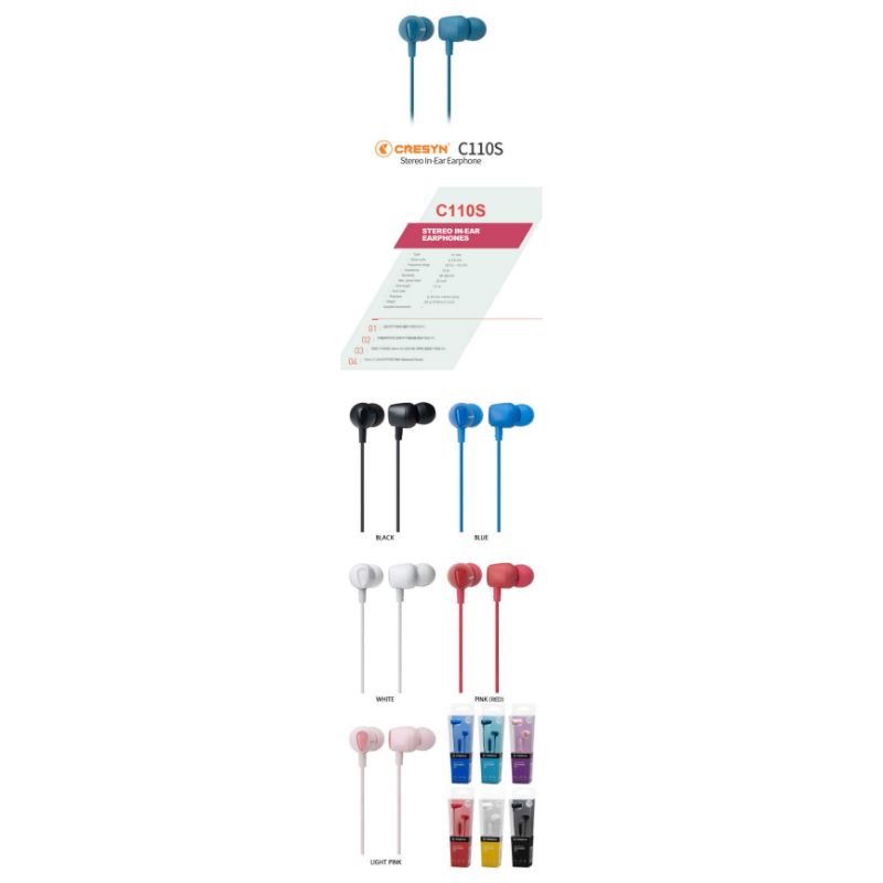 CRESYN Stereo Earphone C110s Handsfree Headset Maga Bass ORIGINAL