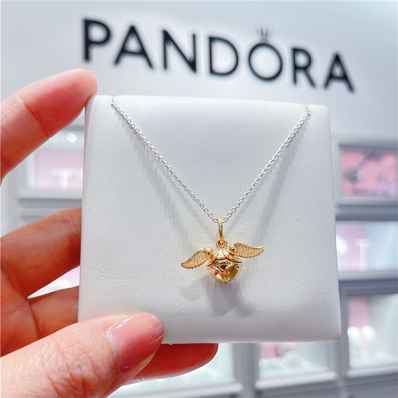 Pandora Kalung Emas 18K Hias Liontin Snitch Harry Potter Untuk Wanita