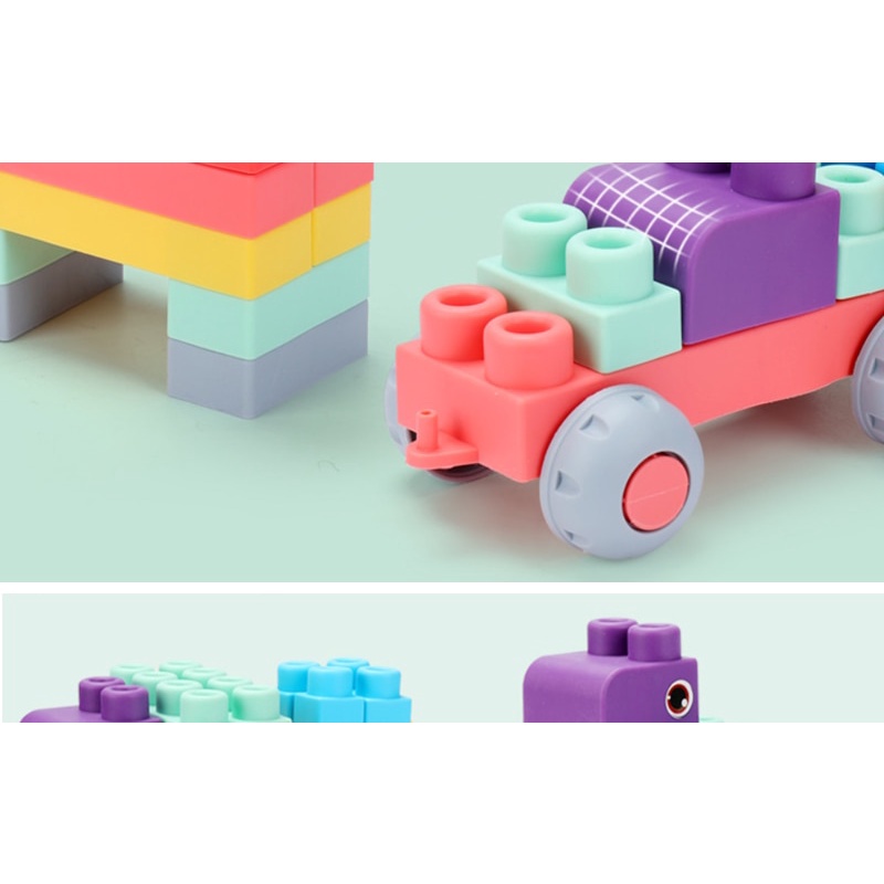 Soft Rubber Building Block Mainan Karet Mainan Balok Susun Puzzle Block Mainan Montessori Anak