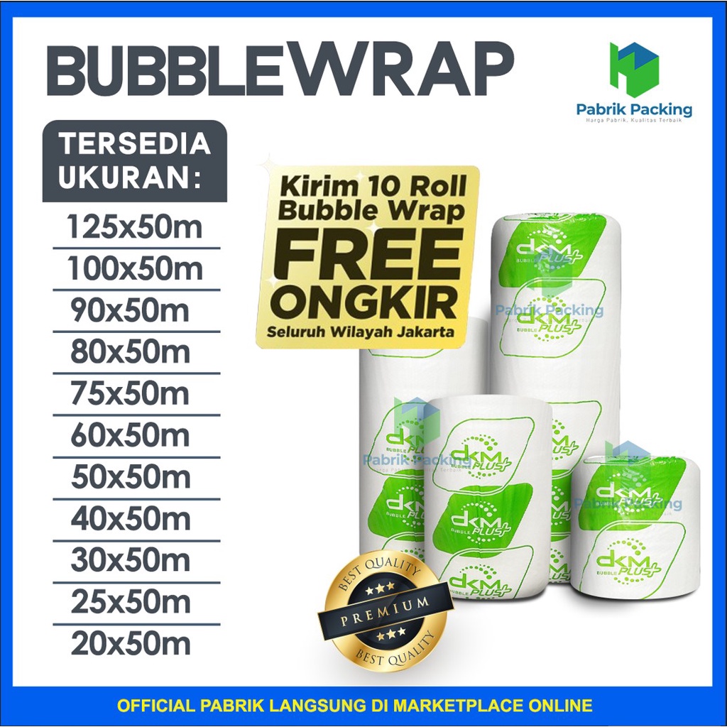 

RB Bubble Wrap Ekonomis Bening 30CM X 50M Tebal Plastik Bubblewrap Roll