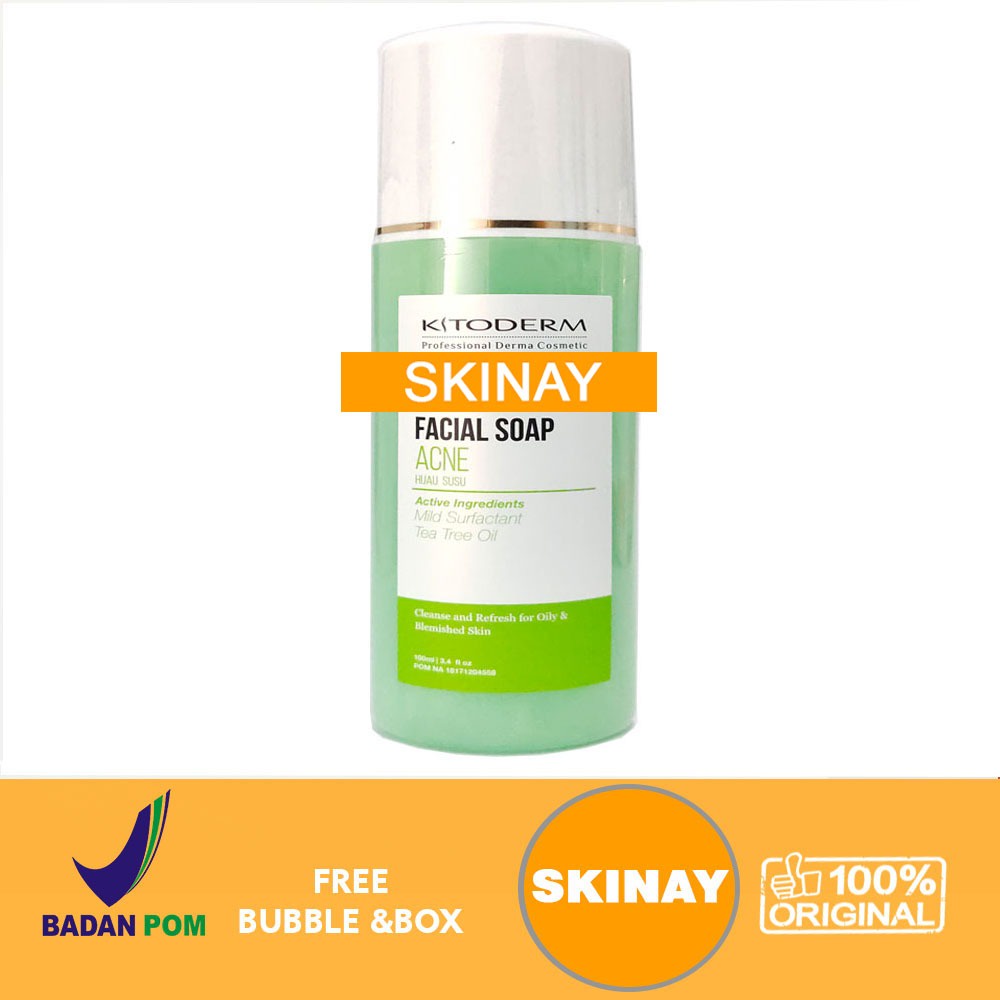 [BPOM] Kitoderm Facial Soap Acne HIJAU SUSU 100ml Original /  Sabun Wajah Kulit Berjerawat BPOM Aman