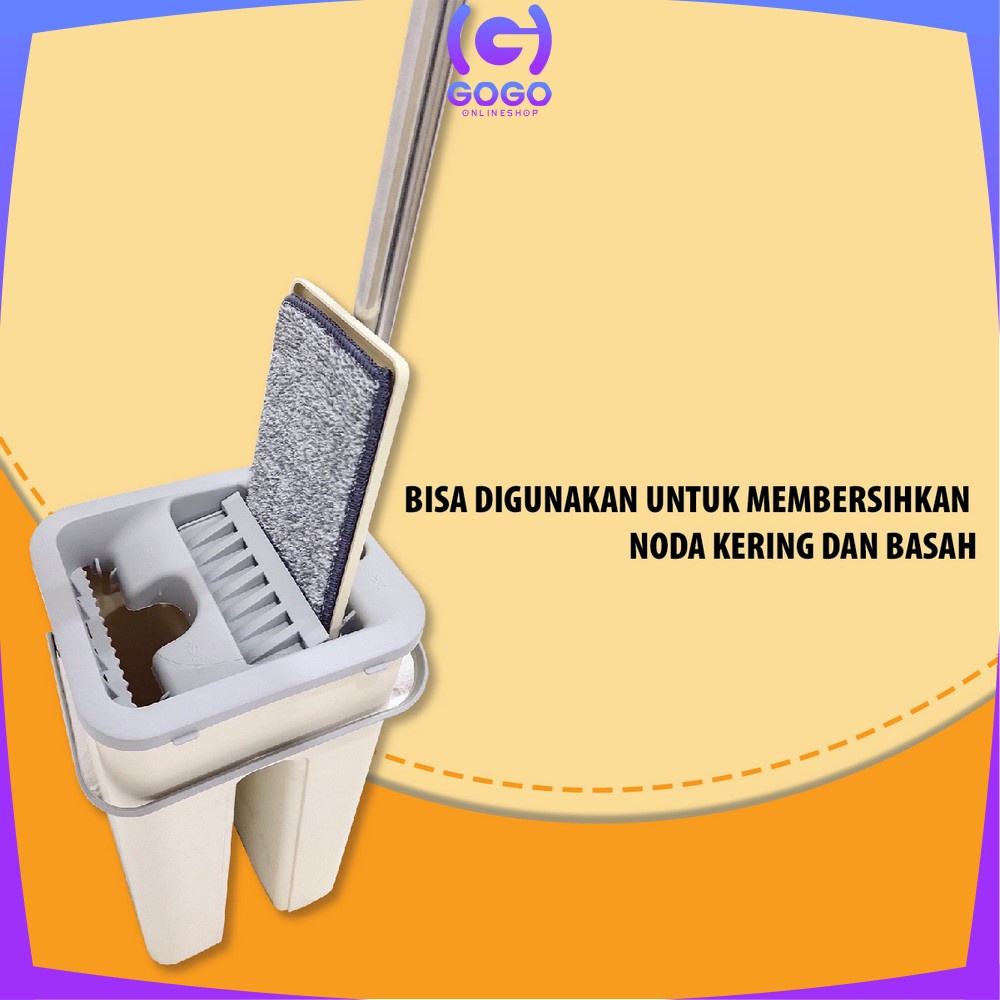 GOGO-C527 Pel Lantai Ember Petak Praktis Multifungsi / Kain Pel Pembersih Lantai / Mop Scratch Flat With Bucket