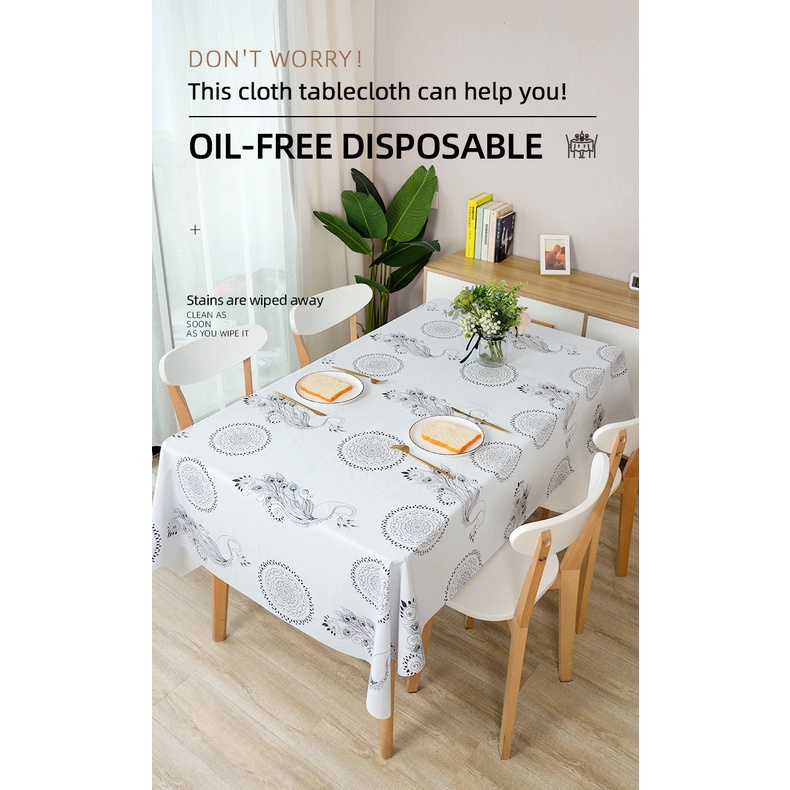 (SerbaSerbi)Alas Meja Ruang Tamu Anti Air Tebal Premium /Taplak Meja Kotak 4 Kursi Bahan Pvc Taplak Meja Pesta Table Cloth 137x120 Cm Terlaris