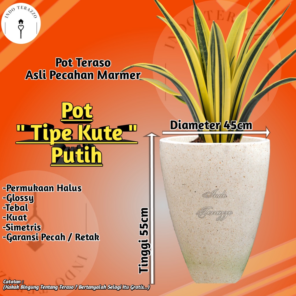 POT TERASO TAMAN BUNGA BESAR MINIMALIS MARMER BATU ALAM READY STOK
