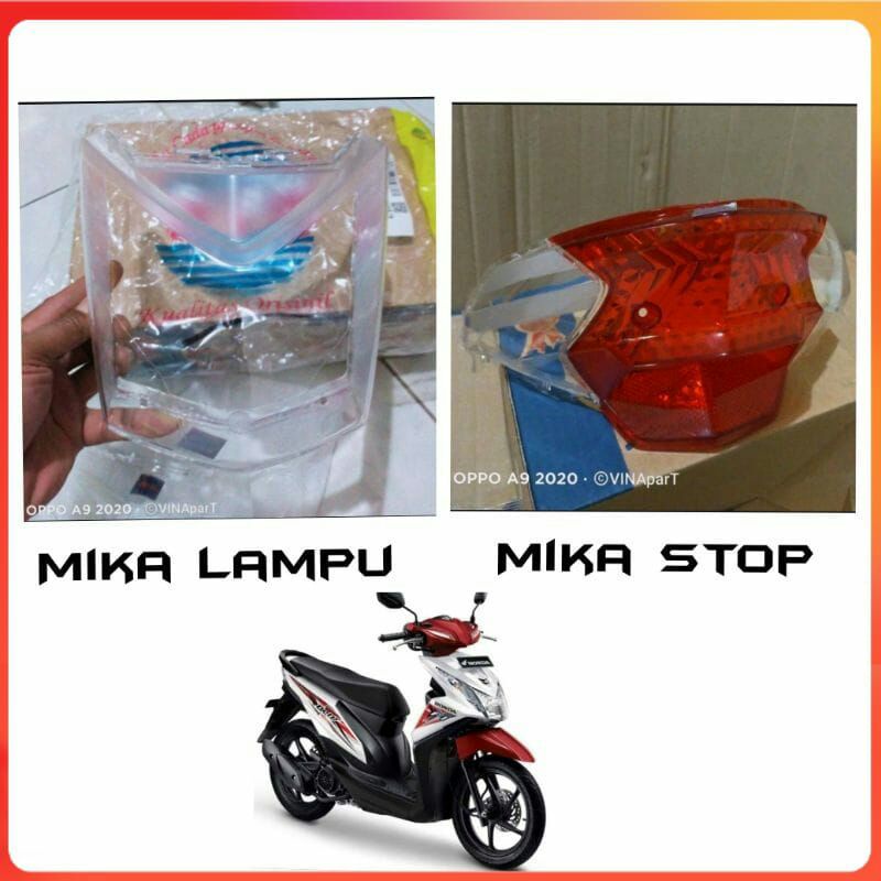 Mika Kaca Lampu Depan Belakang Beat fi 2012 2013 2014 2015 Ori Win