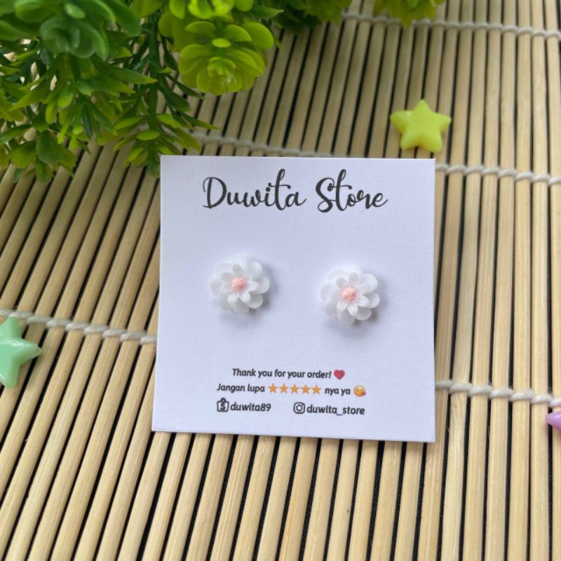 HANDMADE ANTING TUSUK PLASTIK ANAK/DEWASA MOTIF BUNGA CAMELLIA