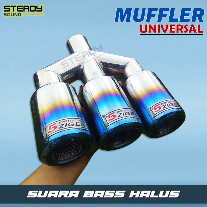 Knalpot mobil racing HKS 3 cabang suara bass