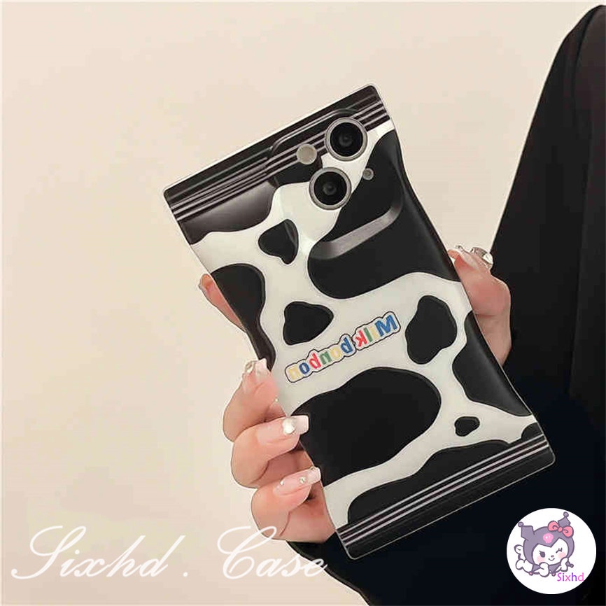 Redmi 12C 10C 10A 10 Redmi Note 12 11 11s 10s 10 9 8Pro Redmi 9T 9C 9A 9 Xiaomi 12 Lite 11Lite 12T 11T 10T Poco M3 X4Pro Snack Bag Case Cute Black White Cow Pattern Phone Case Soft Cover