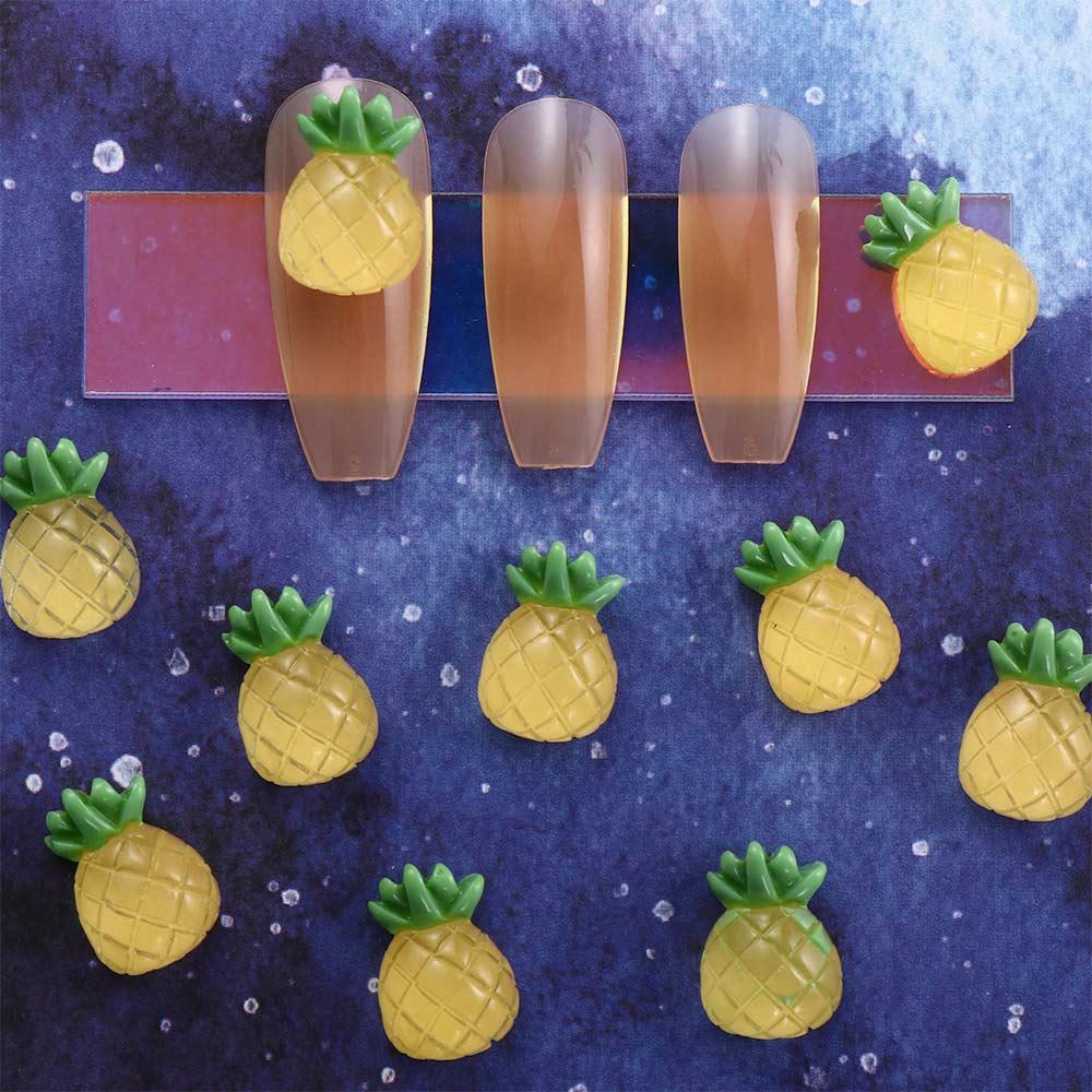 AUGUSTINA Pesona Buah Kuku Agustina Resin Kawaii Strawberry Peach Nanas Manicuring Gems Hiasan Kuku