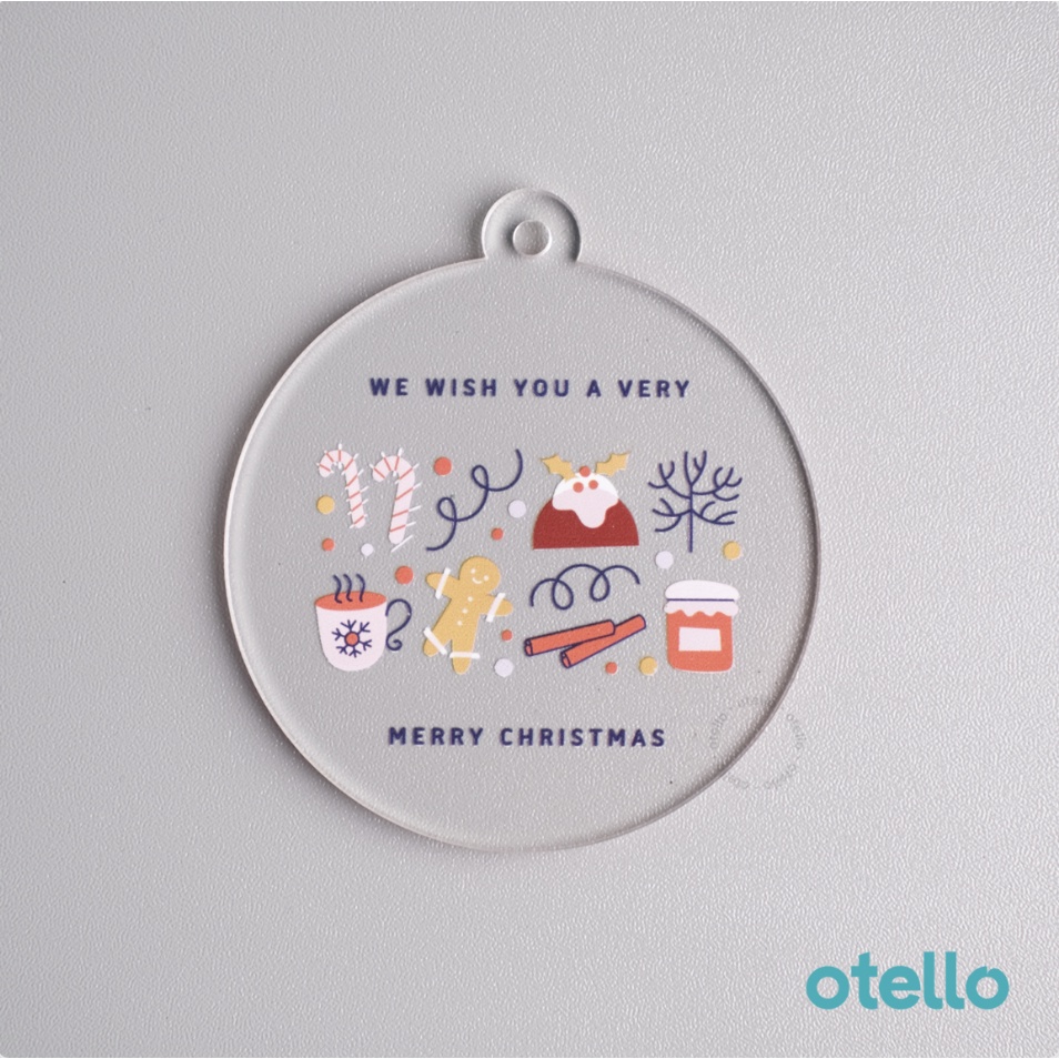 Christmas Tag Akrilik Round Print Hiasan Hampers Hang Tag Parcel Natal Acrylic Gantungan Dekorasi Kado